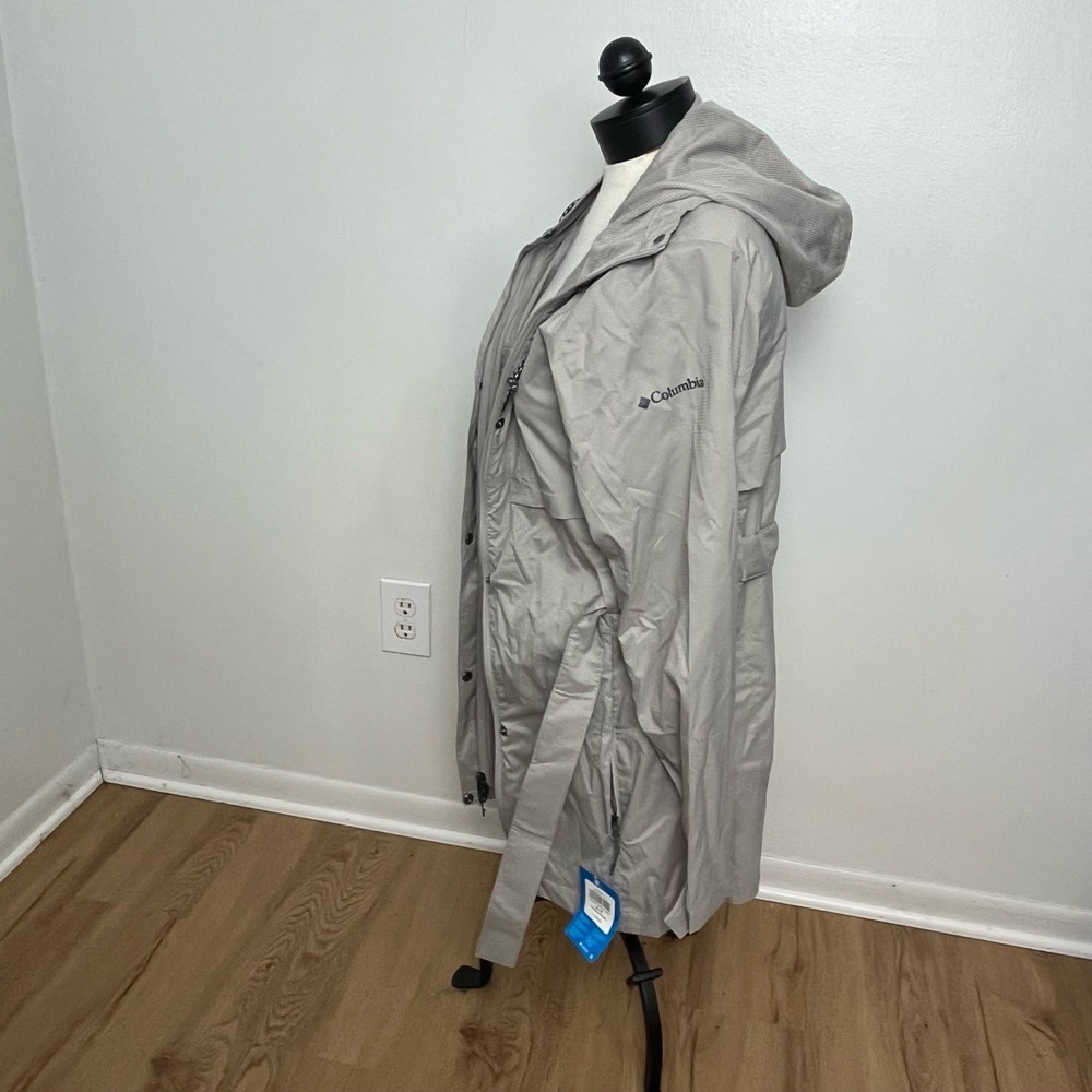 NWT Columbia Gray Hooded Long Sleeve Rain Coat Jacket Size Small - Picture 2 of 11
